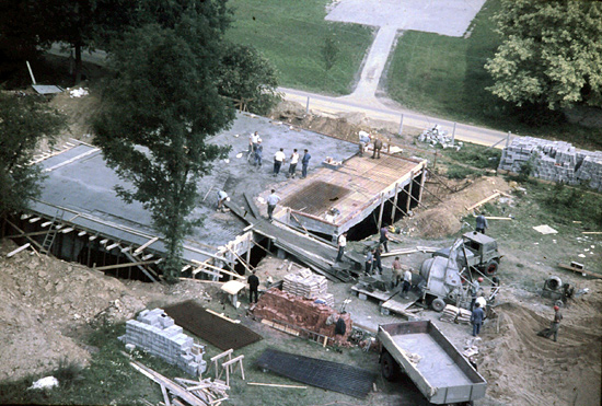Historisches Luftbild der Baustelle