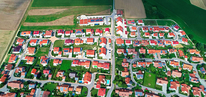 Luftbild des Wohngebiets Am Regensburger Weg