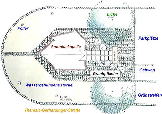 Lageplan der geplanten "Antoniuskapelle"