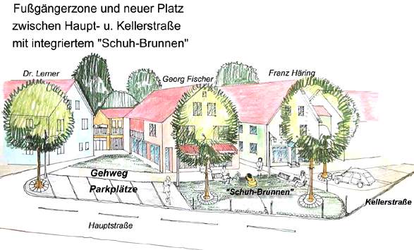 Entwurfszeichnung: Fugngerzone und neuer Platz zwischen Haupt- und Kellerstrae