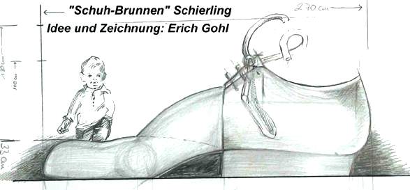 Entwurfszeichnung "Schuh-Brunnen" Schierling