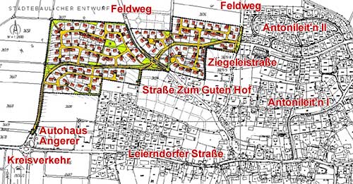 Plan des neuen Wohnbaugebietes "Markstein"