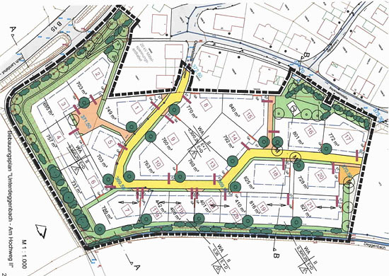 Plan des Baugebiets Hochweg II