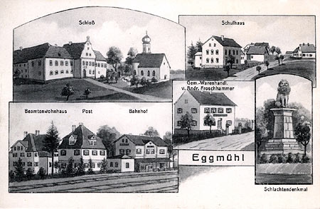 Postkarte mit Ansichten von Eggmhl, 1925
